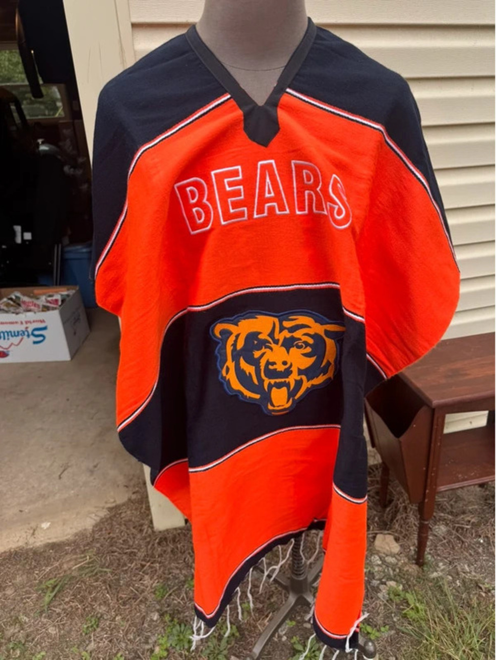 Chicago bears poncho serape embroidered poncho